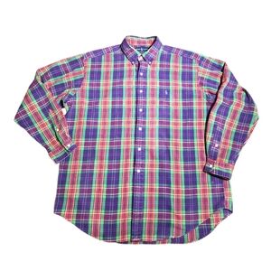 Ralph Lauren Blake Purple, Green & Red Plaid Long Sleeve Button Up Shirt Size XL